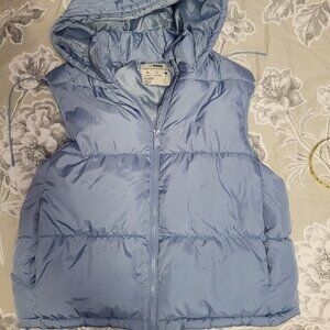 CI SONO Pale Blue Hooded Puffer Zip Vest Juniors Size L = Ladies Medium